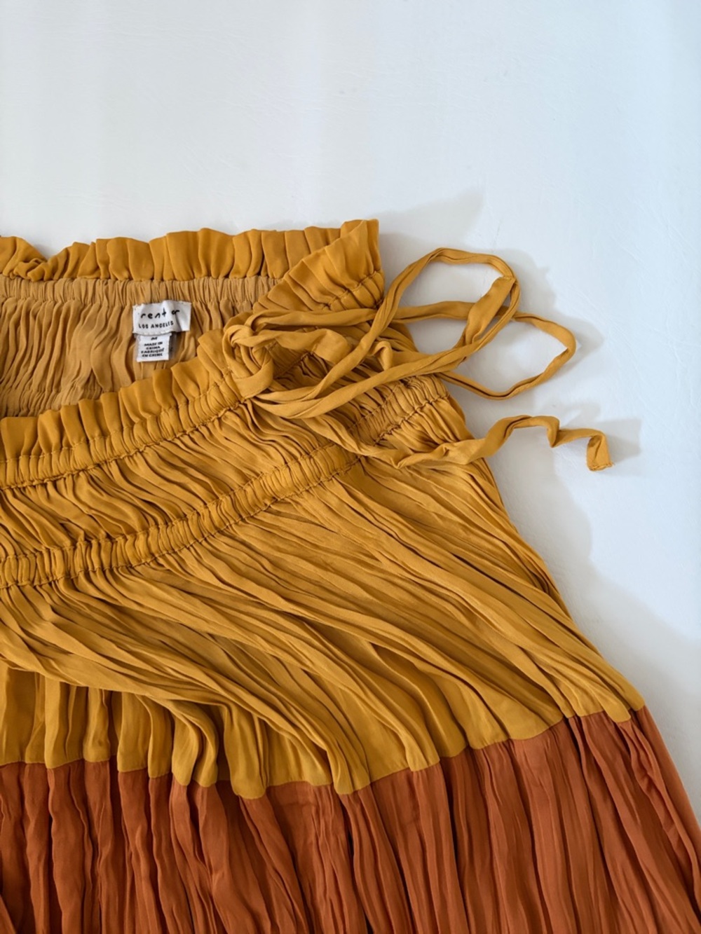 Current Air Anthropologie Midi Skirt Colorblock Pleated Crinkle size Medium - Picture 9 of 14